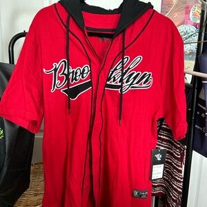 Brooklyn Athletics Red Casual Button Down Shirt